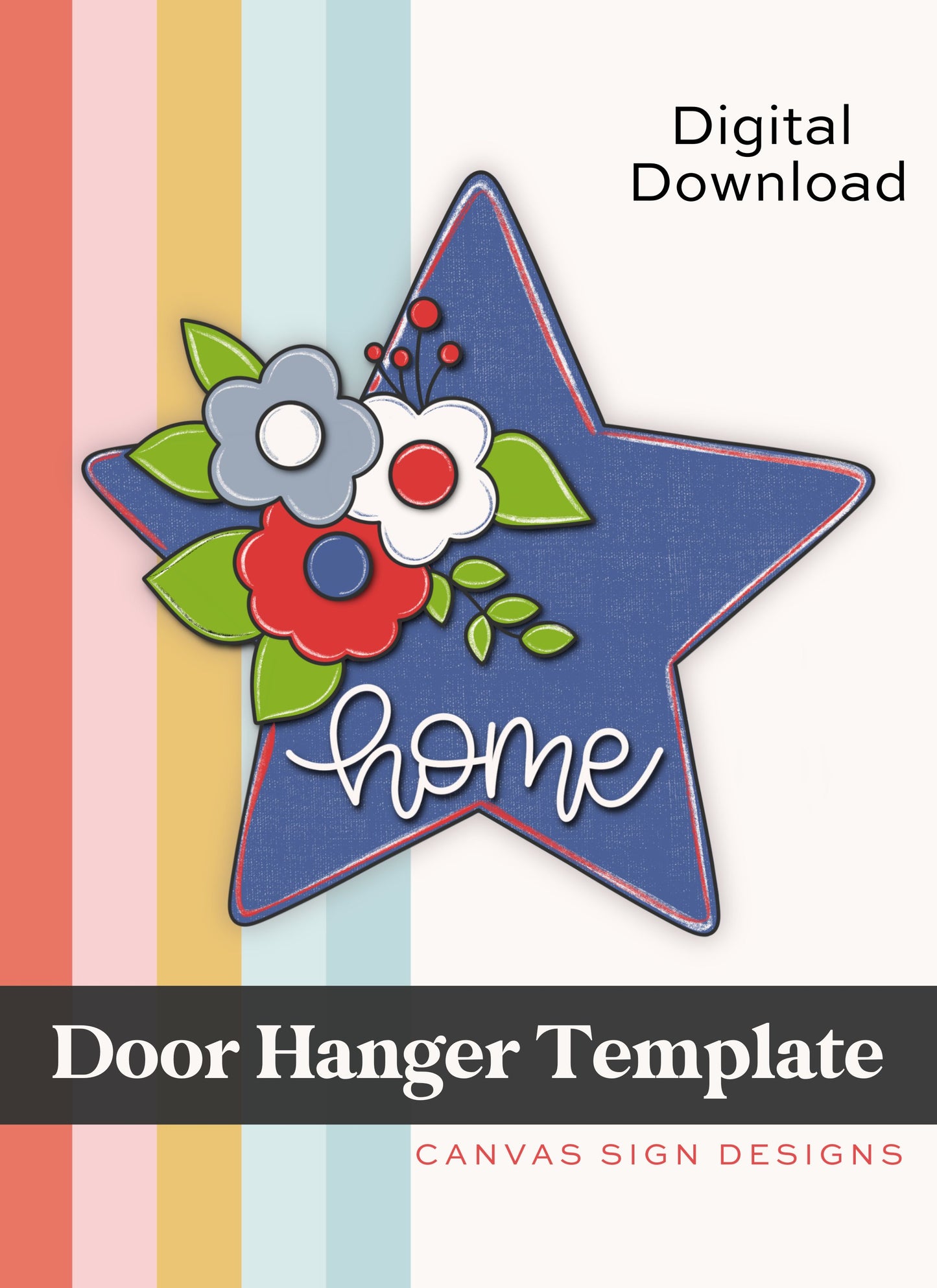 Floral Star Door Hanger Template