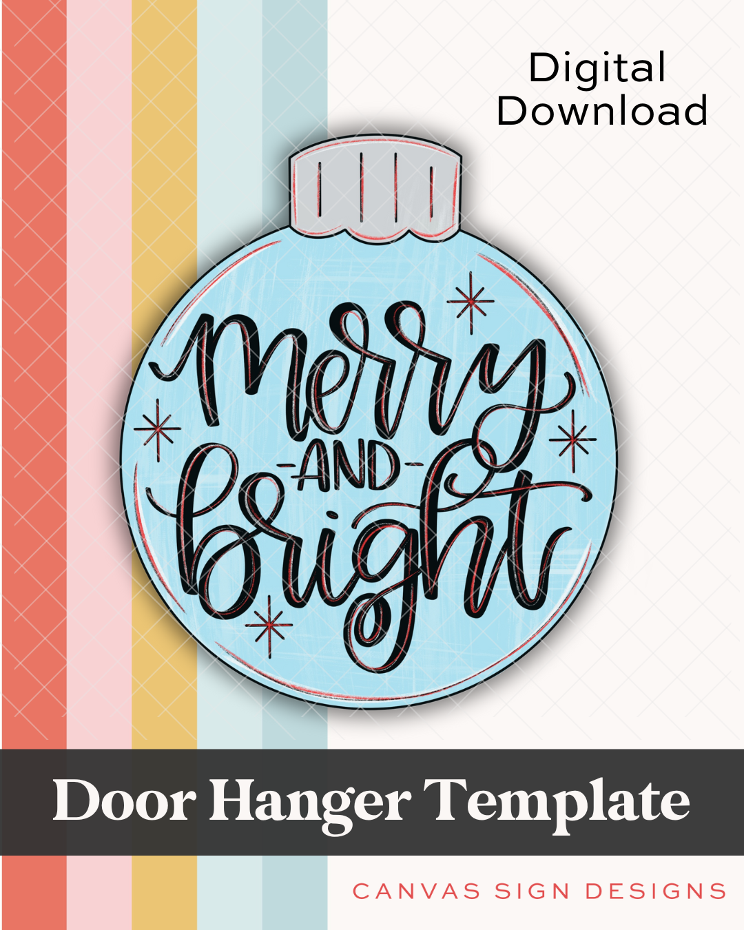 Merry And Bright Door Hanger Template