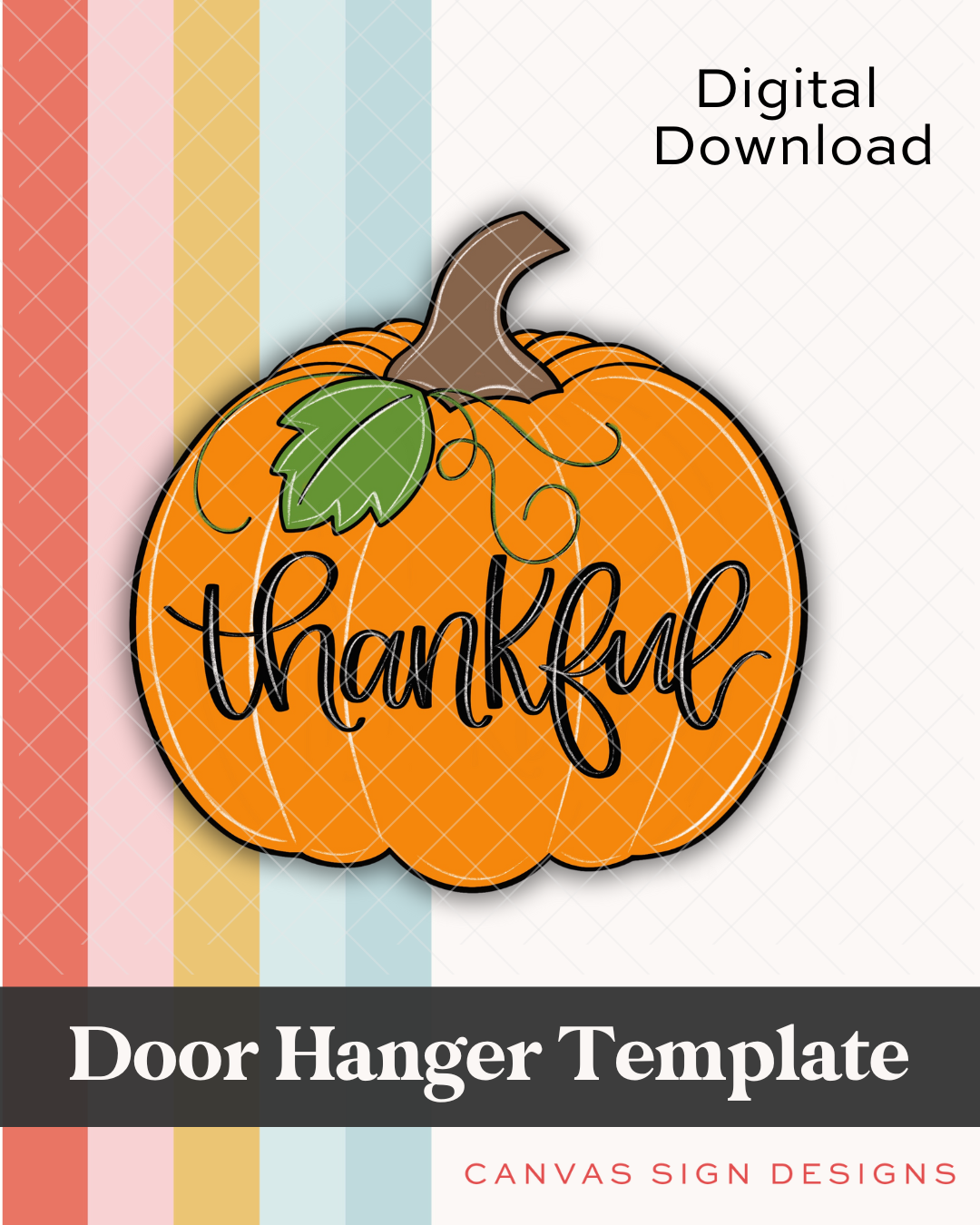 Thankful Pumpkin Door Hanger Template