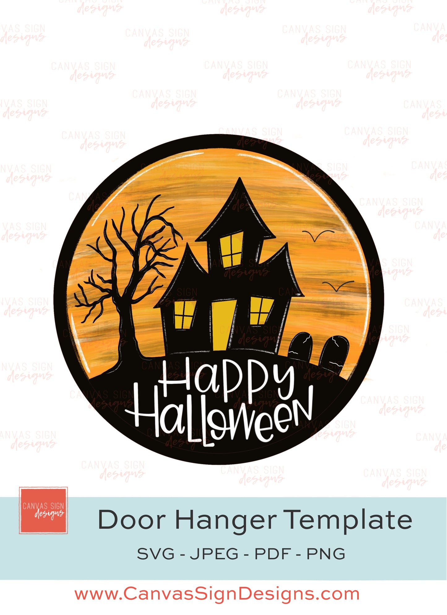 Halloween Haunted House Door Hanger Template