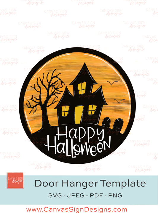 Halloween Haunted House Door Hanger Template