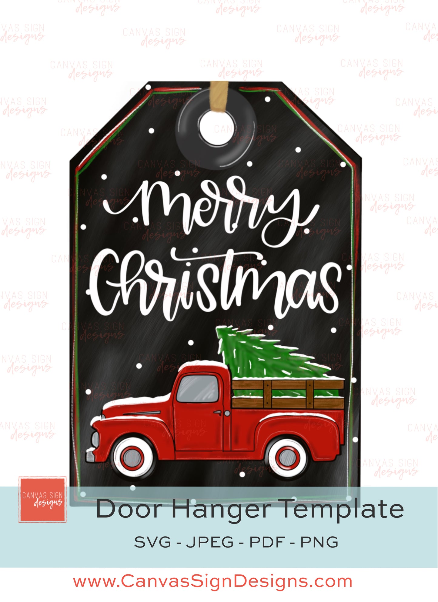 Merry Christmas Tag Door Hanger Template