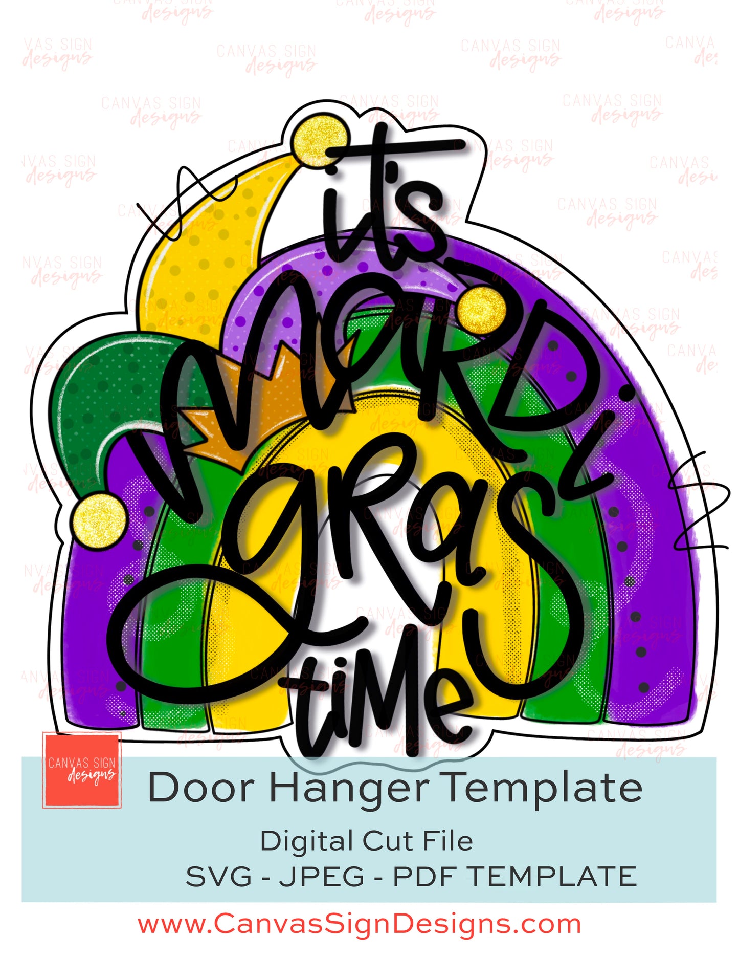 Mardi Gras Door Hanger Template