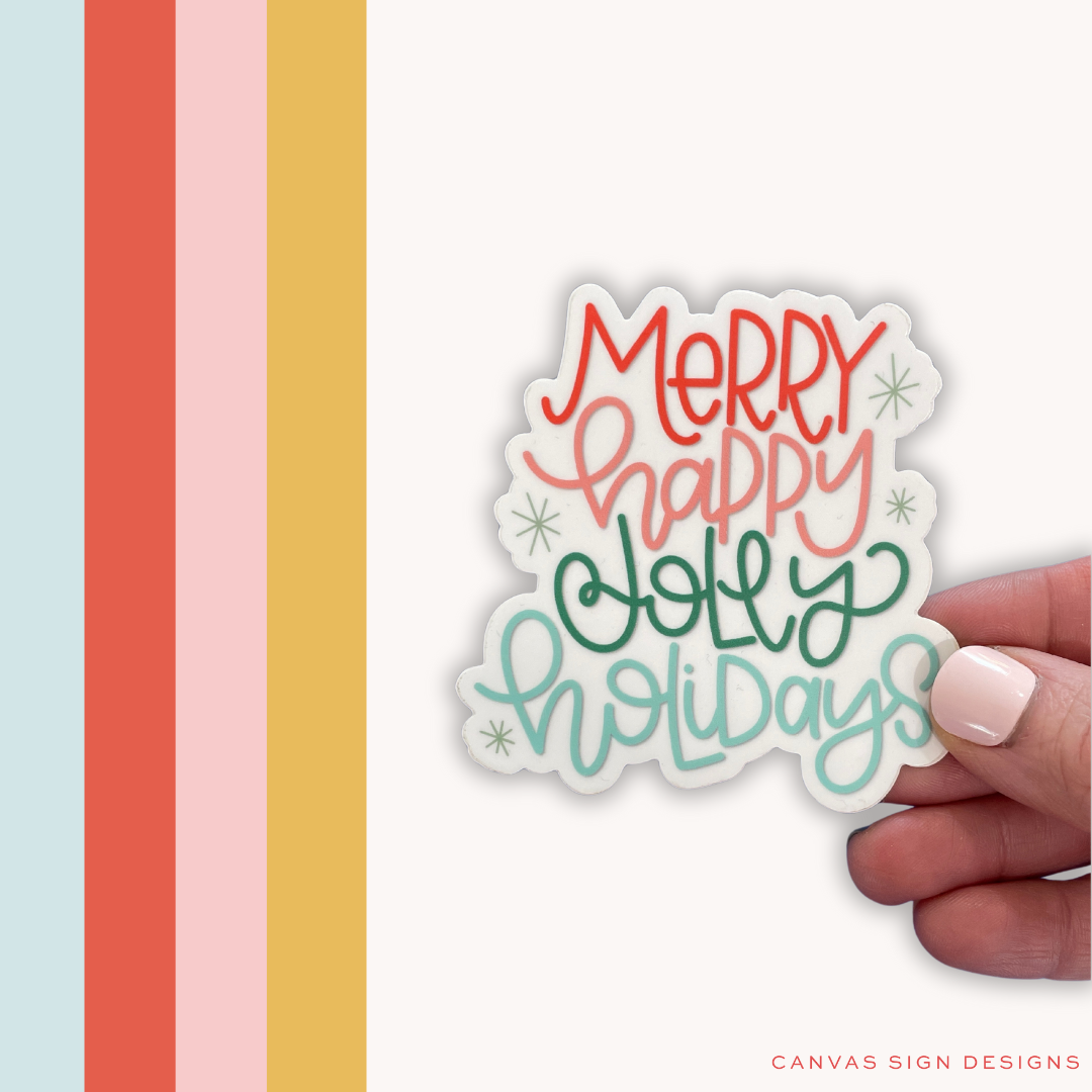 "Merry Happy Jolly Holidays" Sticker