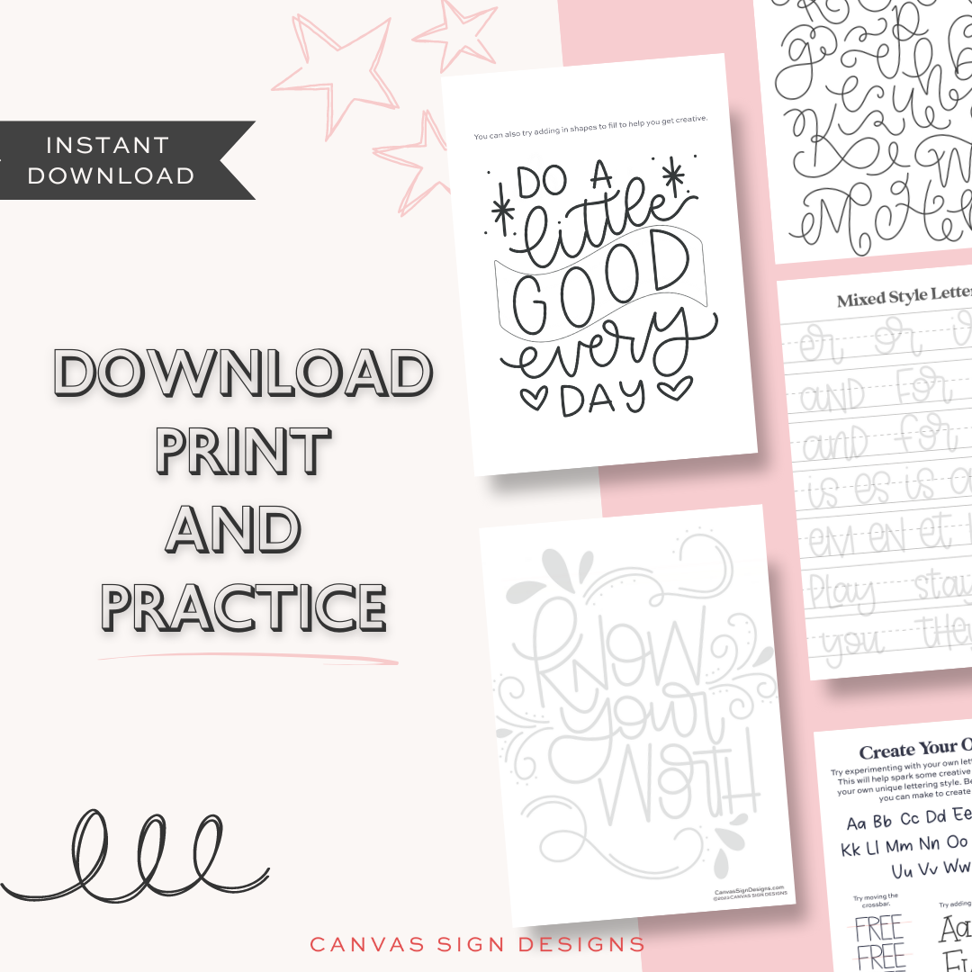 Creative Lettering for Beginners Workbook *Digital Workbook