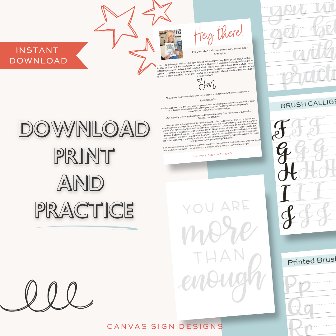 Hand Lettering for Beginners Workbook - Digital Download – Canvas Sign ...