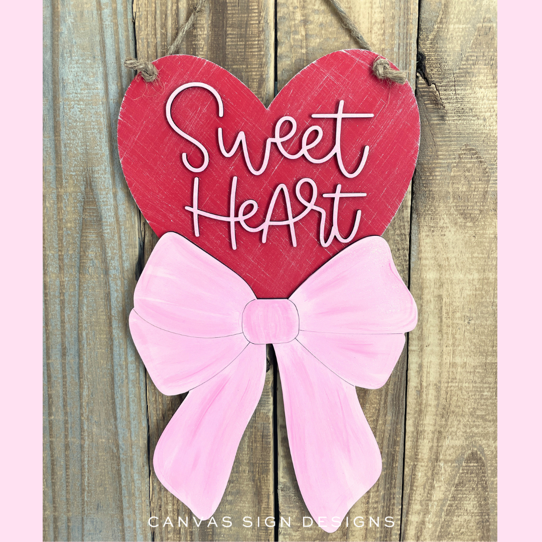 Sweet Heart Bow Door Hanger SVG & Template