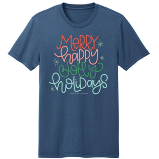 Merry Happy Jolly Holidays logo District Wash ™ TMerry Happy Jolly logo tee