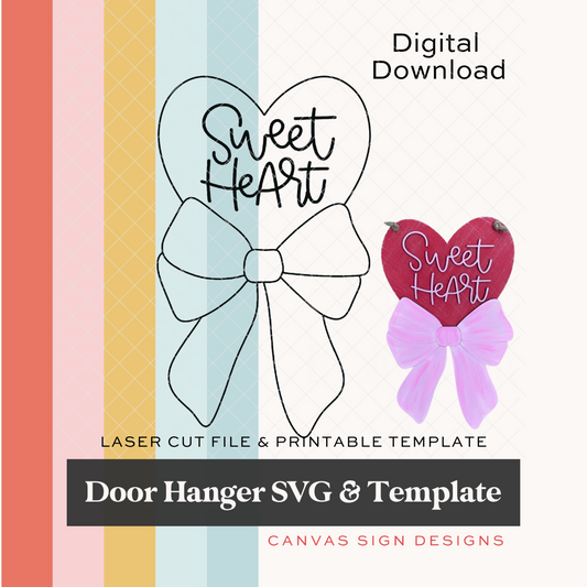 Sweet Heart Bow Door Hanger SVG & Template