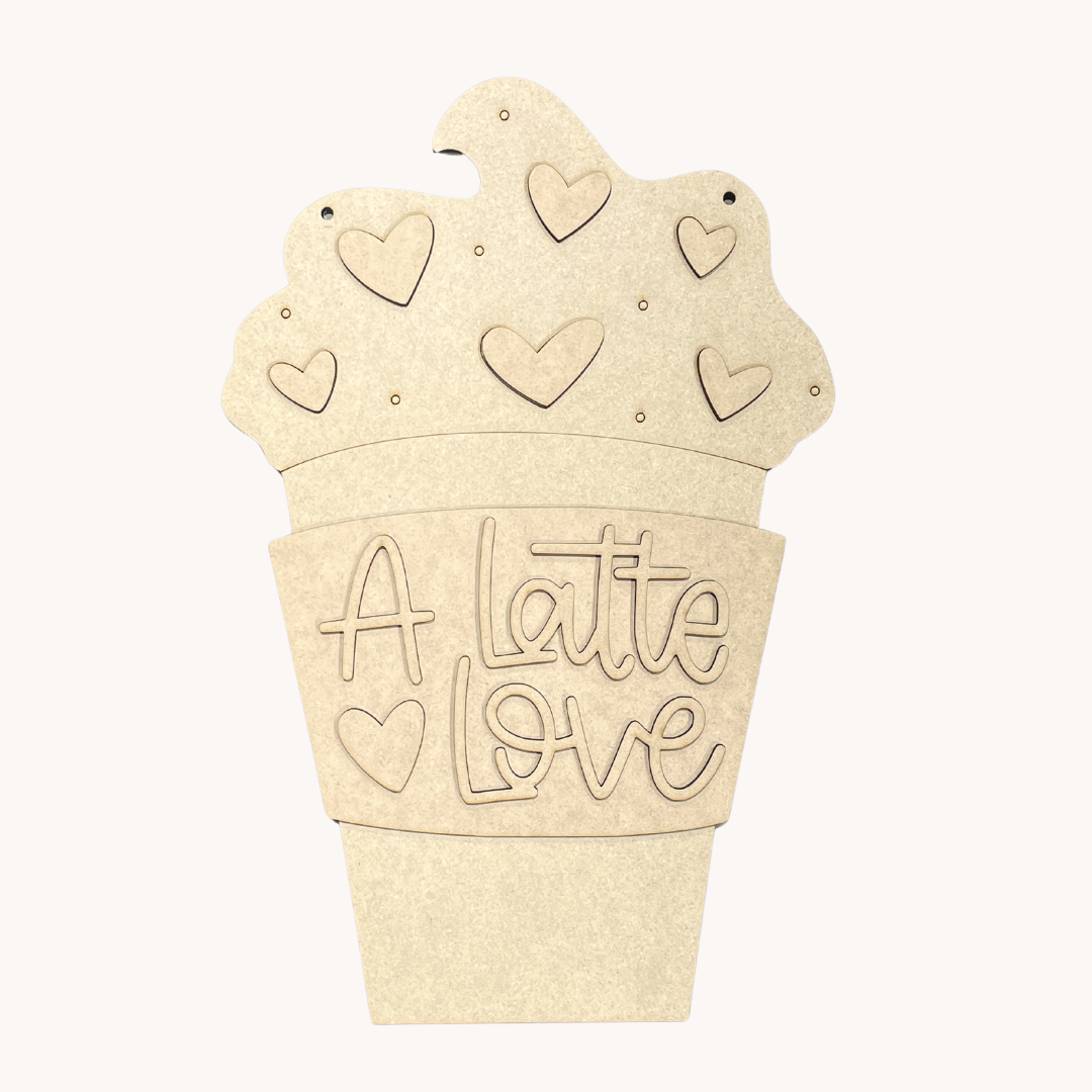 A Latte Love Door Hanger SVG & Template