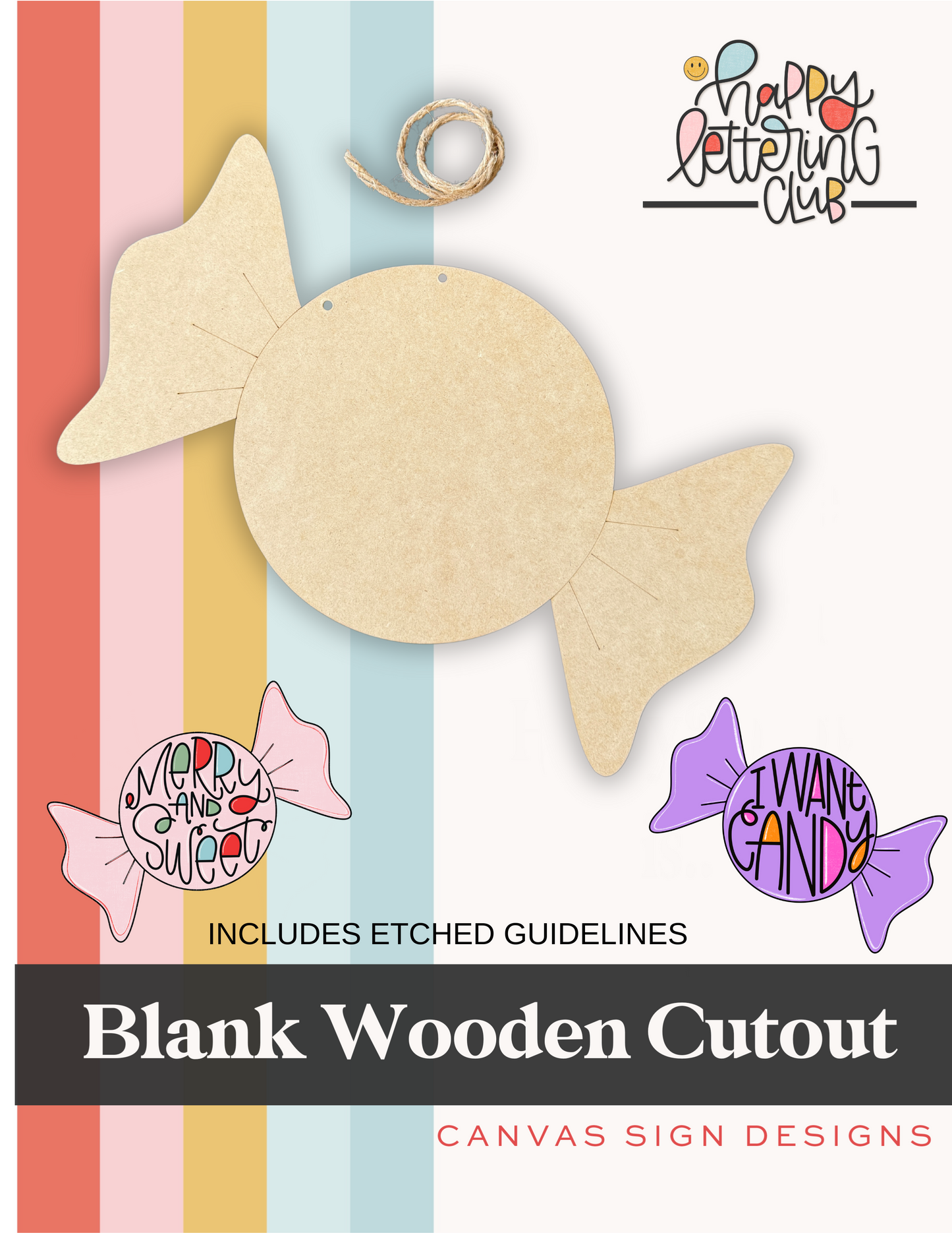Candy Blank Wood Cut Out