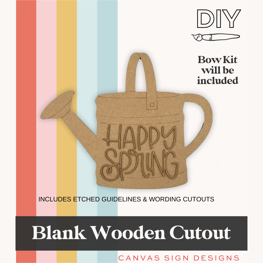 18" Happy Spring Watering Can Door Hanger