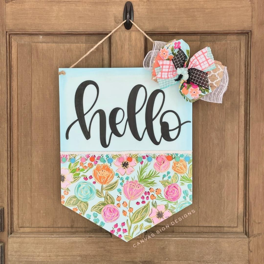 Floral Hello Door Hanger for Spring - Sign Kit for Inner Tribe – Canvas ...