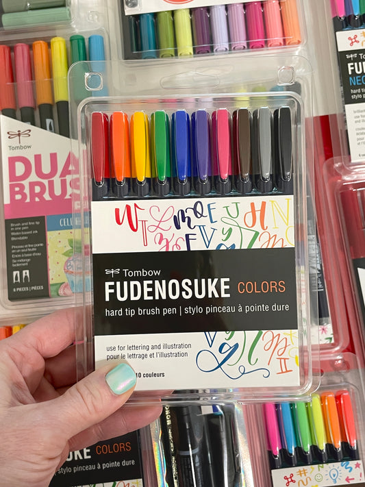 Tombow Fudenosuke Lettering Pens, Colors 10-Pack
