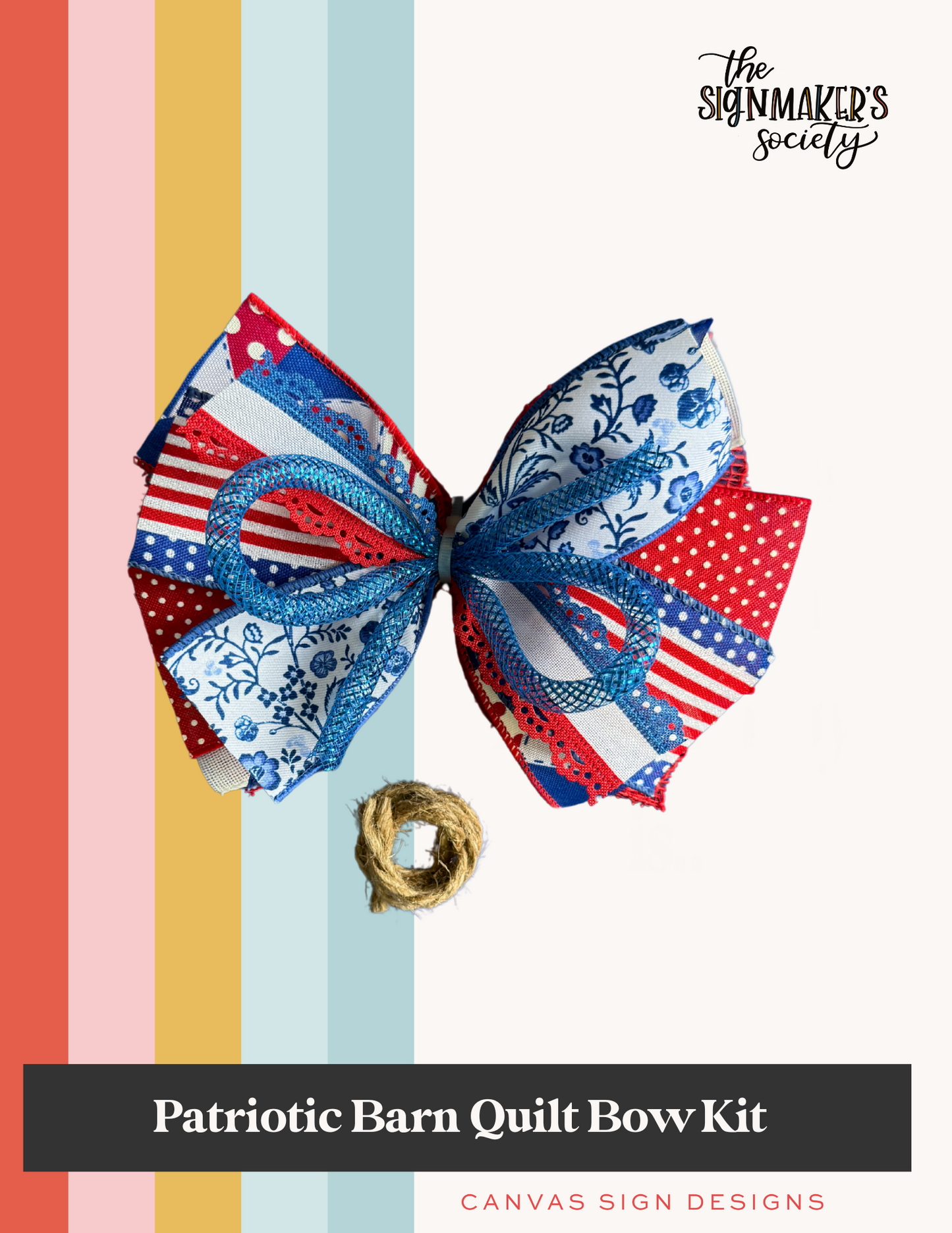 Patriotic Barn Quilt Door Hanger Bow Kit