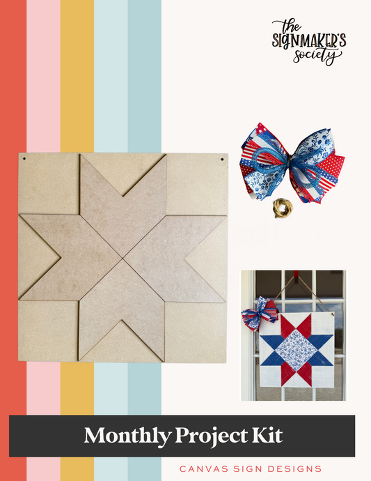 May 2025 Project Kit - Patriotic Barn Quilt Door Hanger