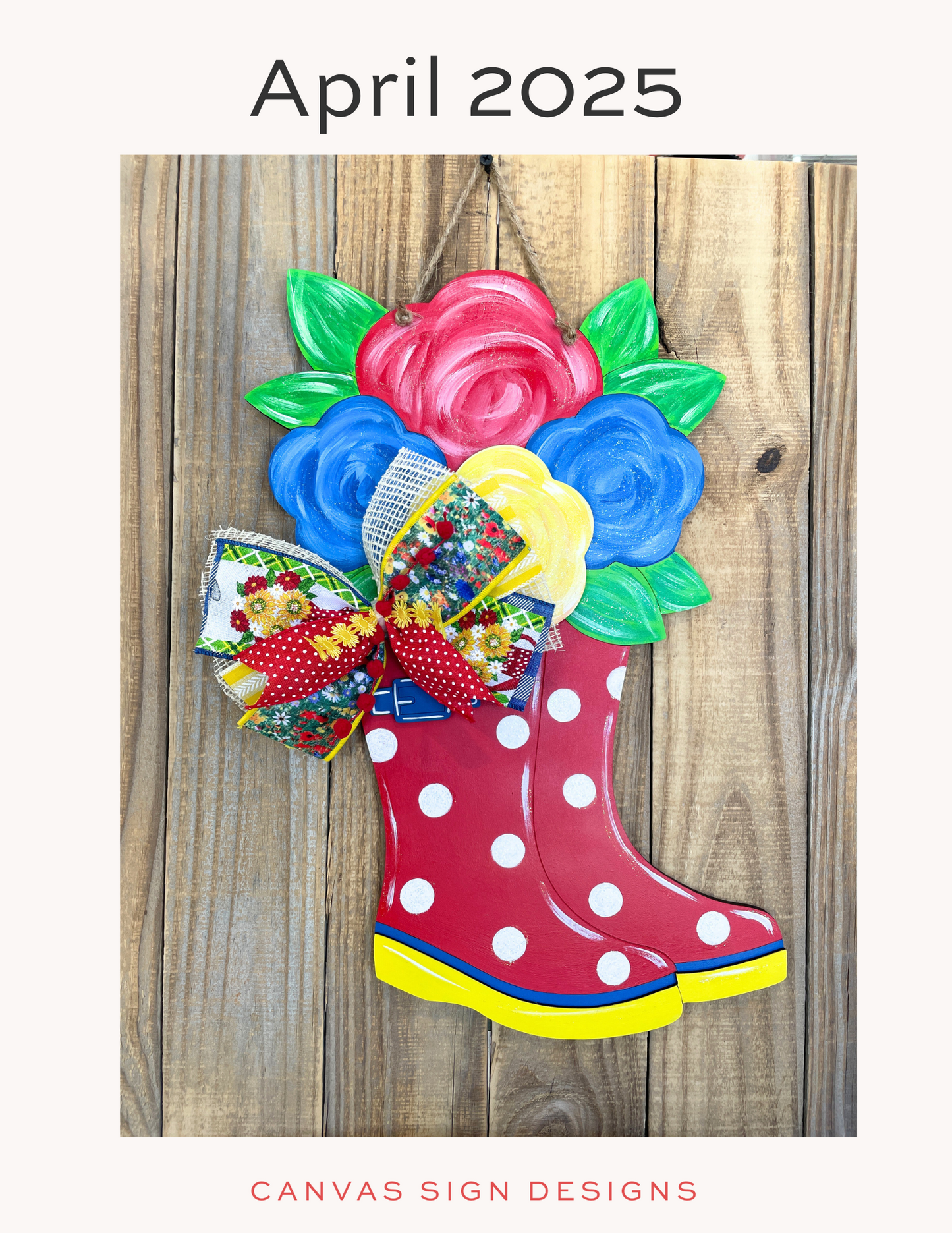 April 2025 Project Kit - Spring Rain Boots Door Hanger
