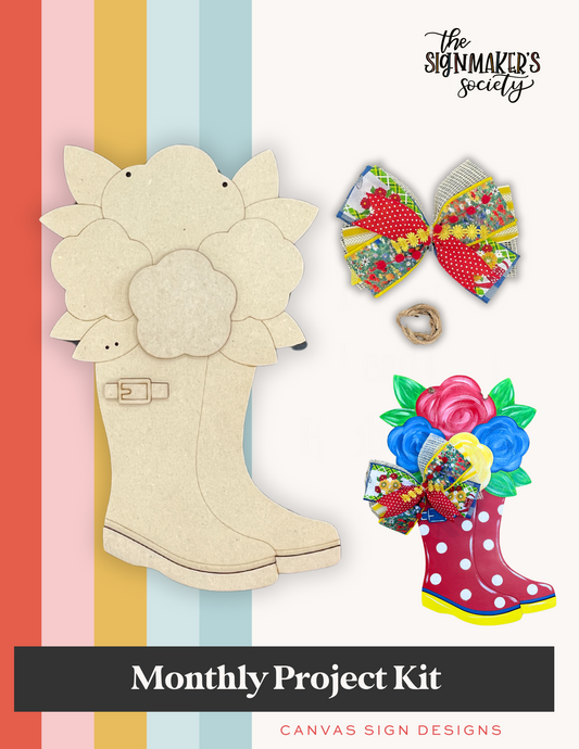 April 2025 Project Kit - Spring Rain Boots Door Hanger