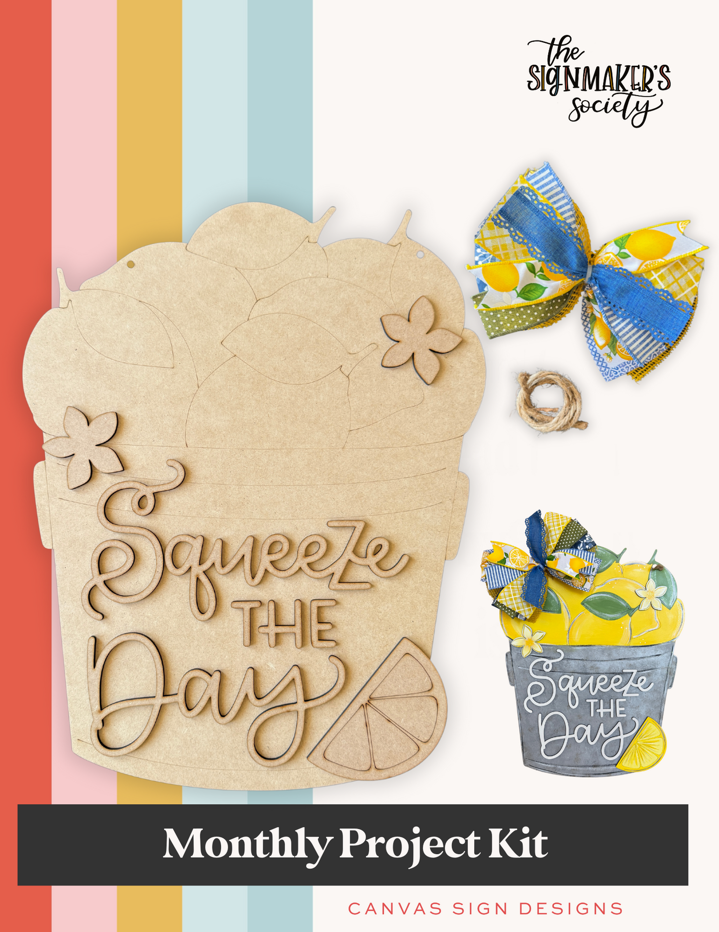July 2025 Project Kit - Squeeze The Day Lemon Basket Door Hanger