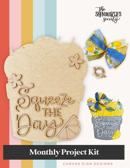 July 2025 Project Kit - Squeeze The Day Lemon Basket Door Hanger