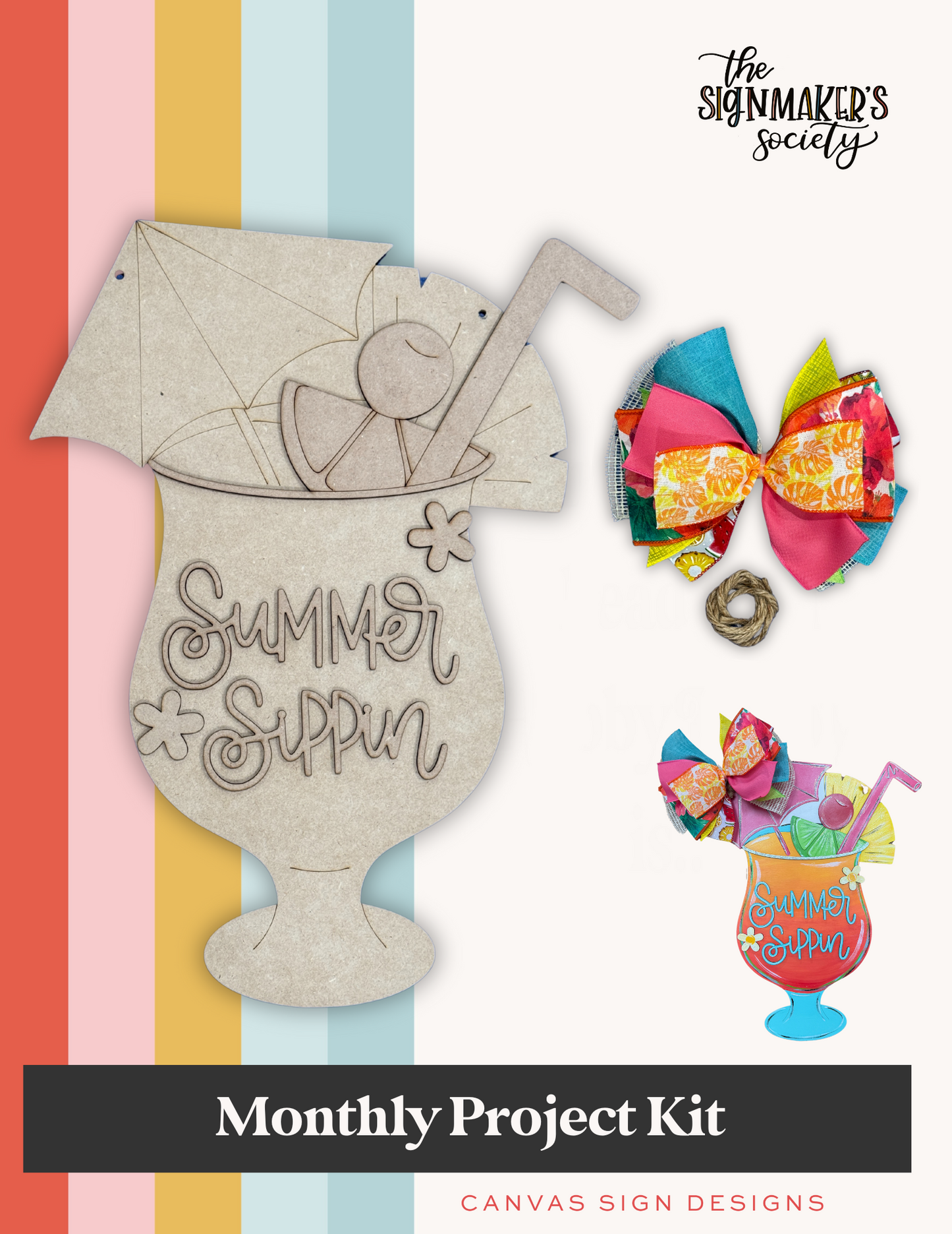 June 2025 Project Kit - Summer Sippin Door Hanger