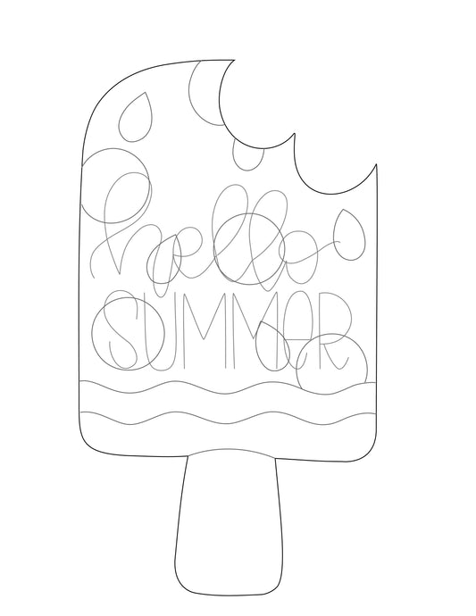 Watermelon Popsicle Etched Door Hanger Cut Out