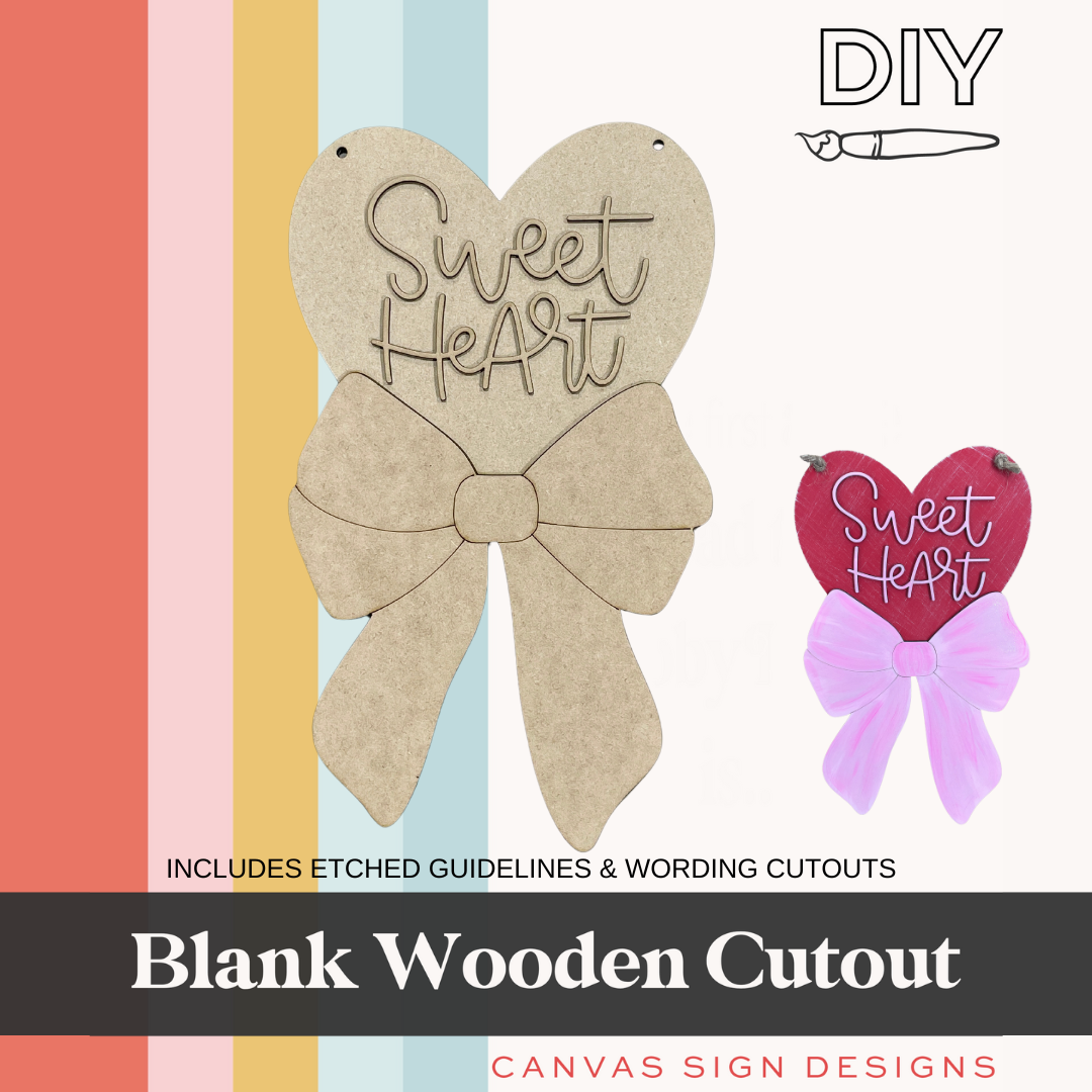 Sweet Heart Bow Door Hanger Blank