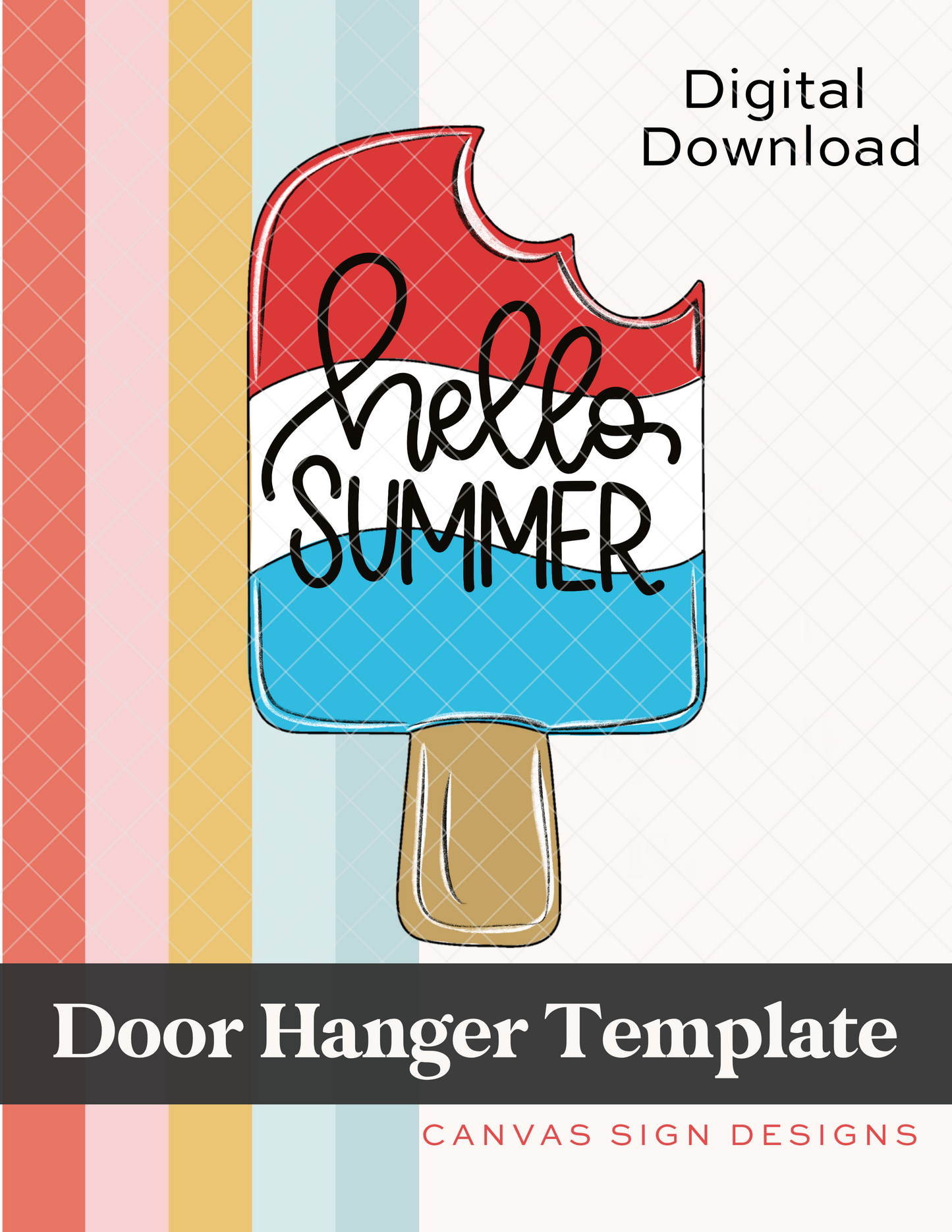 Hello Summer Popsicle Door Hanger Template
