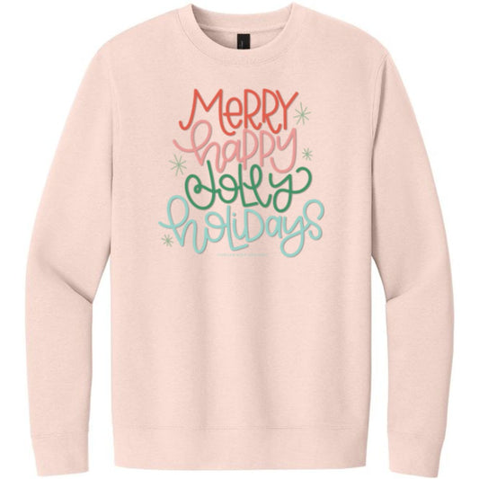 Merry Happy Jolly logo District ® V.I.T. ™ Fleece Crew DT610