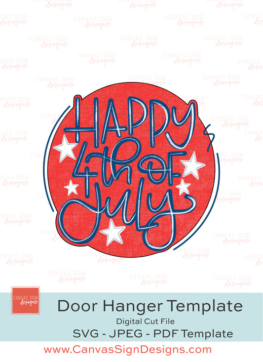 Happy 4th of July Door Hanger Template