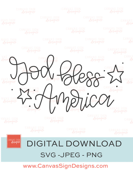 God Bless America Hand-Lettered Digital Download
