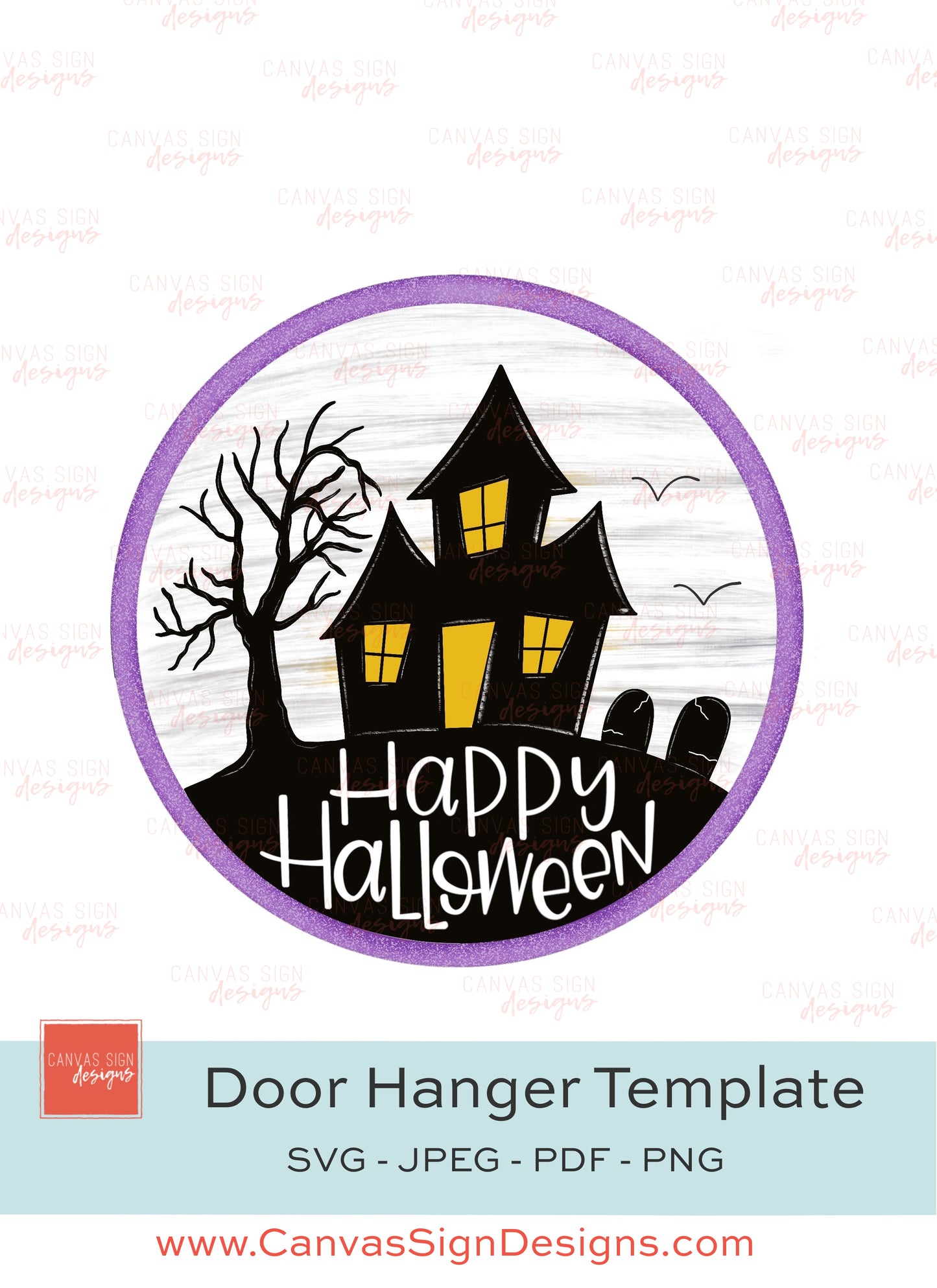 Halloween Haunted House Door Hanger Template