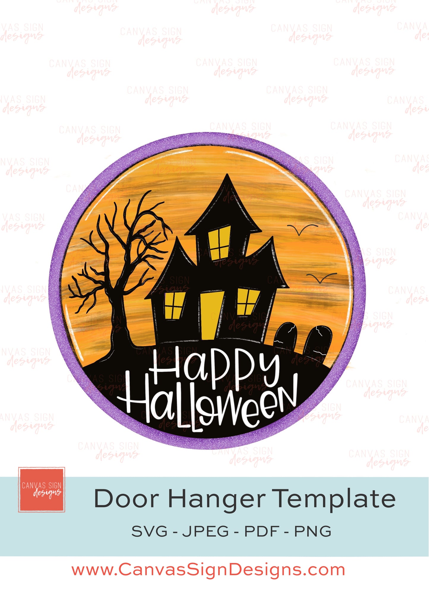 Halloween Haunted House Door Hanger Template