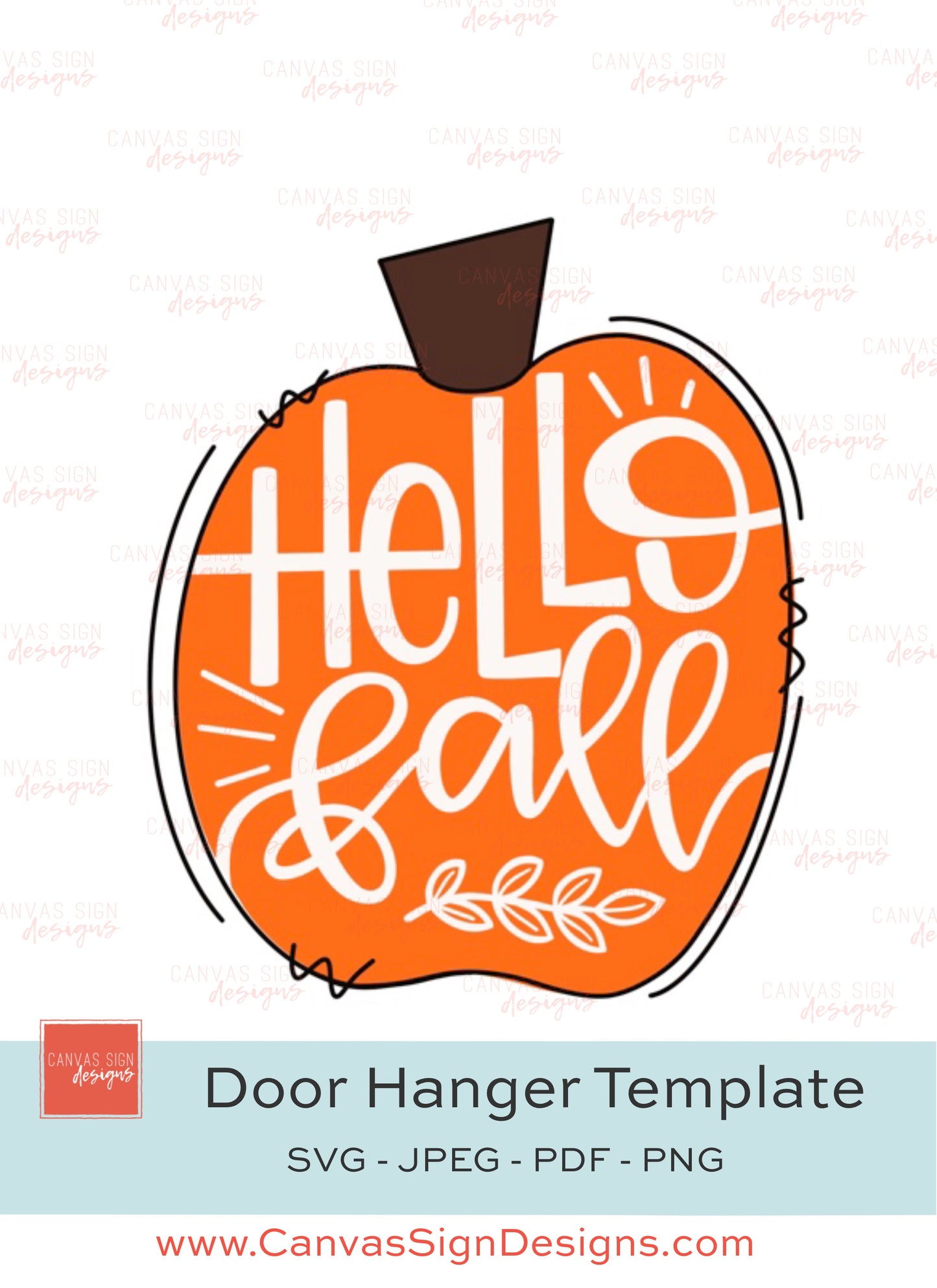 Hello Fall Pumpkin Door Hanger Template