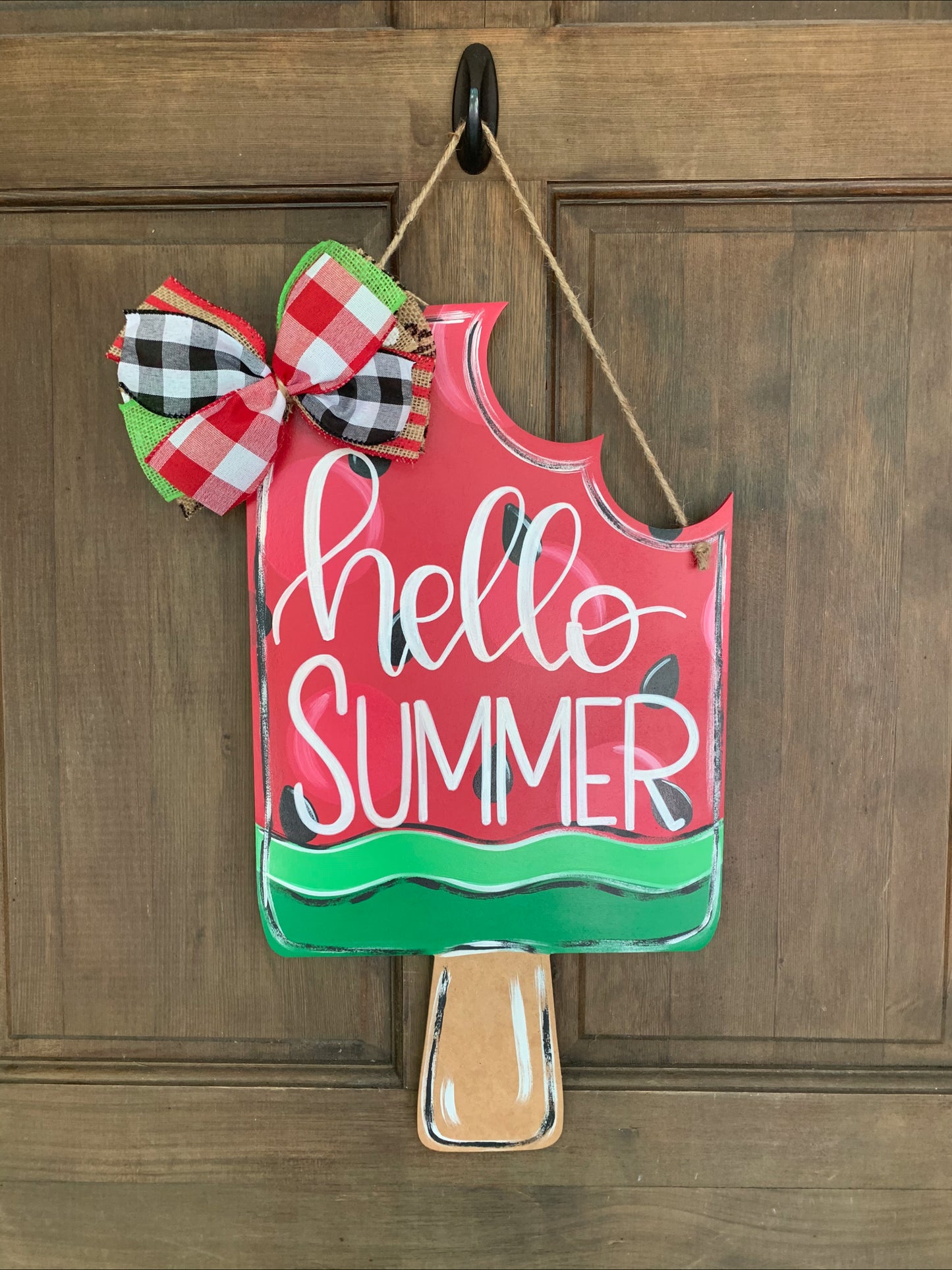 Watermelon Popsicle Etched Door Hanger Cut Out