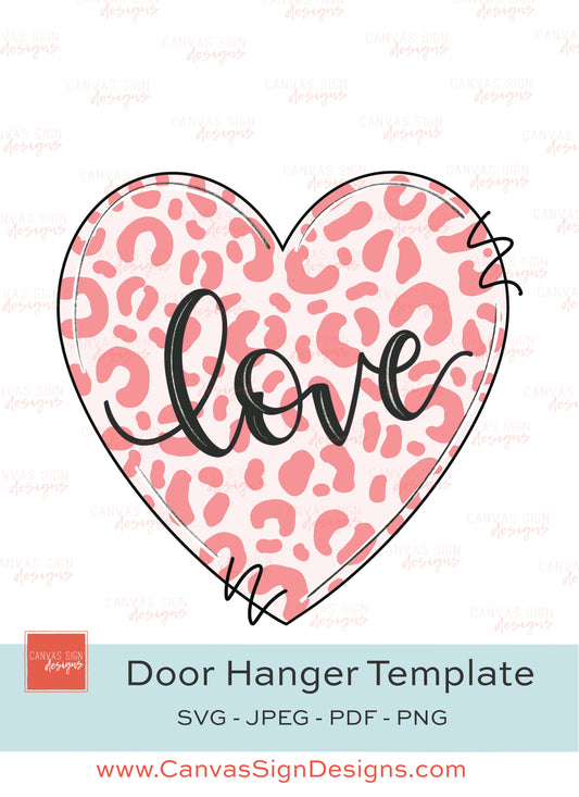 Love Leopard Heart Door Hanger Template