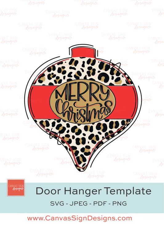 Leopard Merry Christmas Ornament Door Hanger Template
