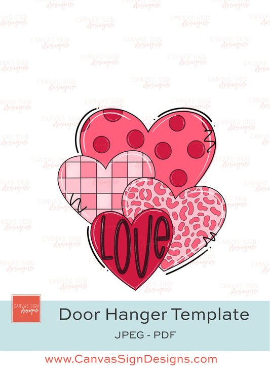 Love Hearts Bundle Wooden Door Hanger Template