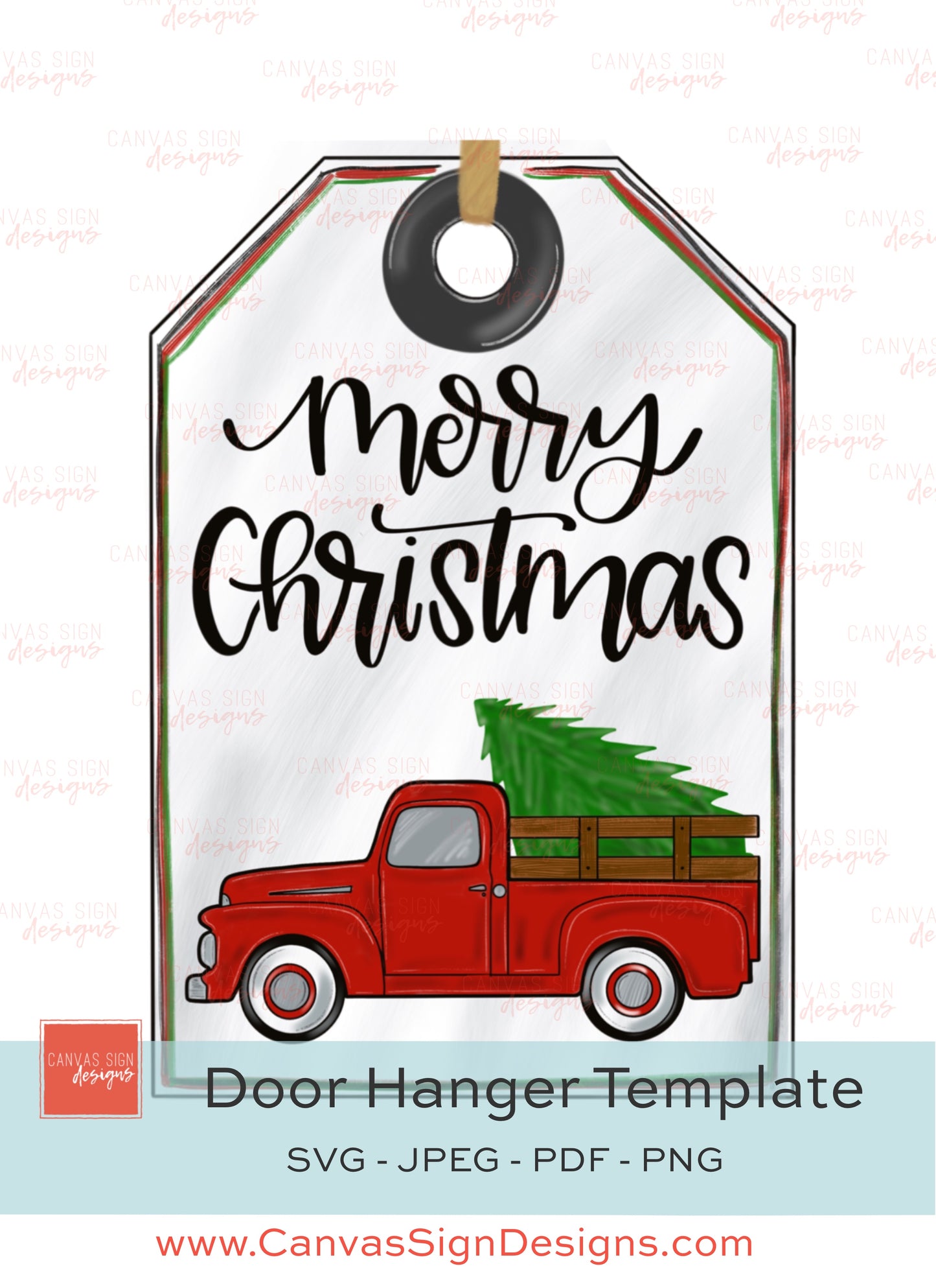 Merry Christmas Tag Door Hanger Template