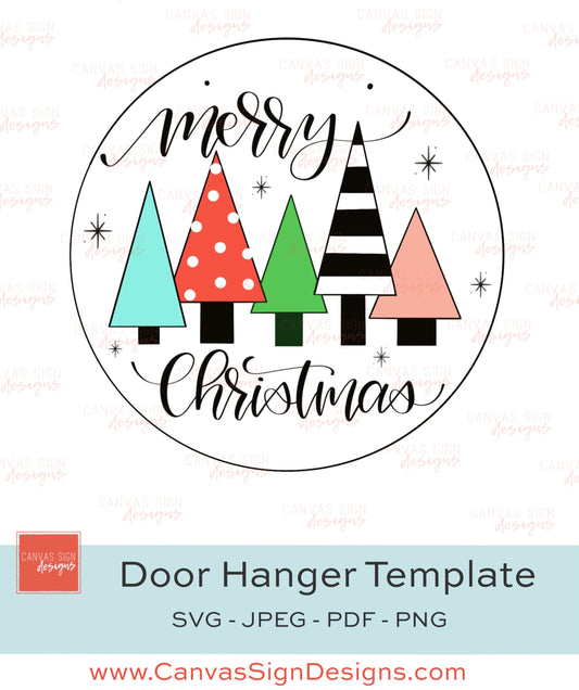 Merry Modern Trees Door Hanger Template