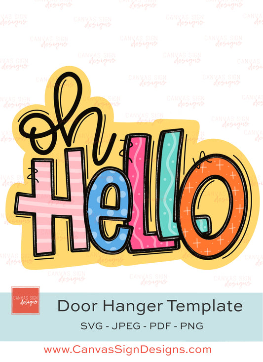 Oh Hello Door Hanger Template