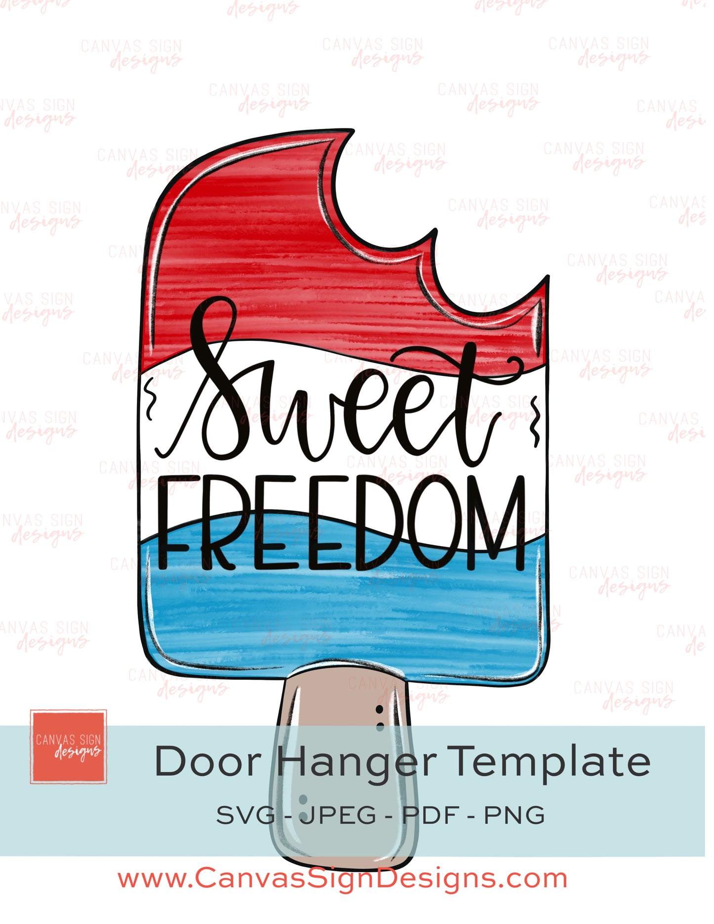Red, White, and Blue Popsicle Door Hanger Template