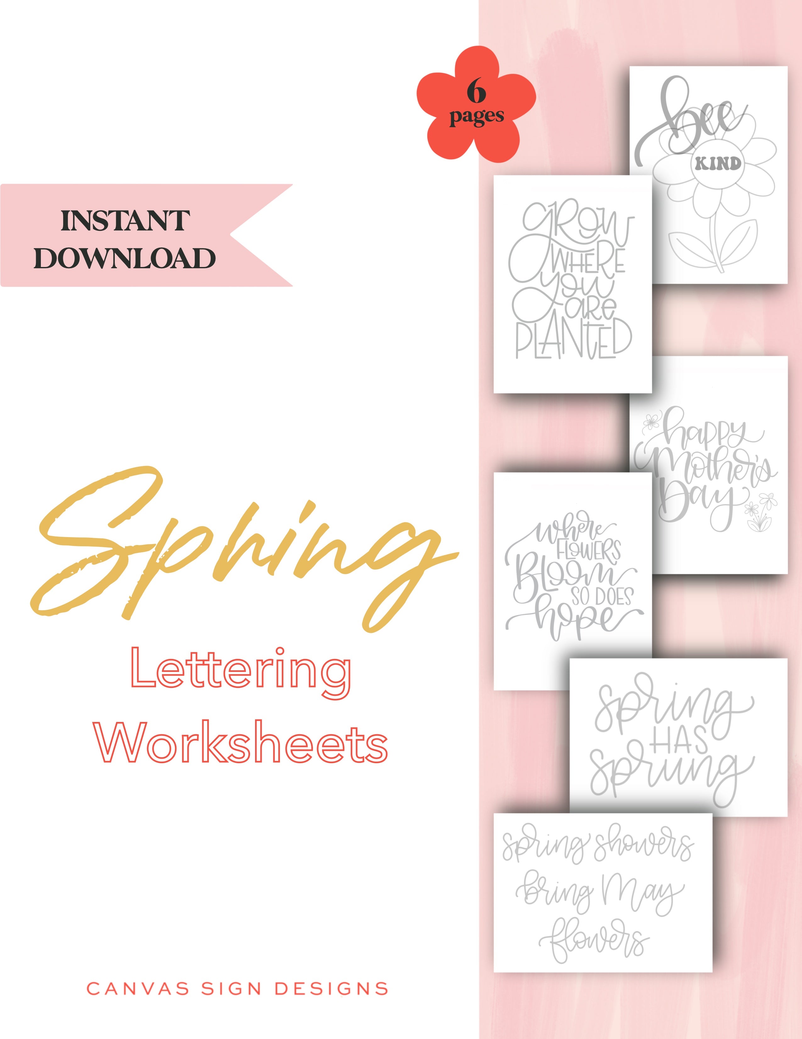 Spring Lettering Sheets Bundle – Canvas Sign Designs