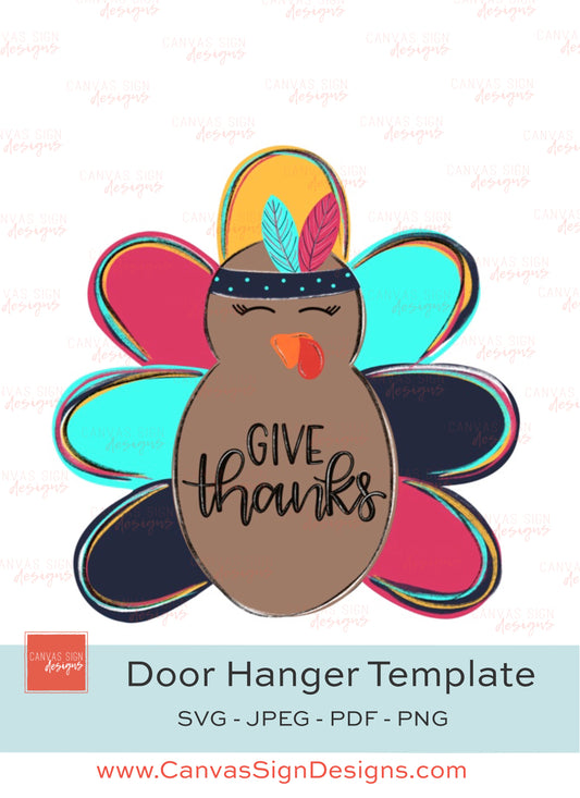 Give Thanks Turkey Door Hanger Template