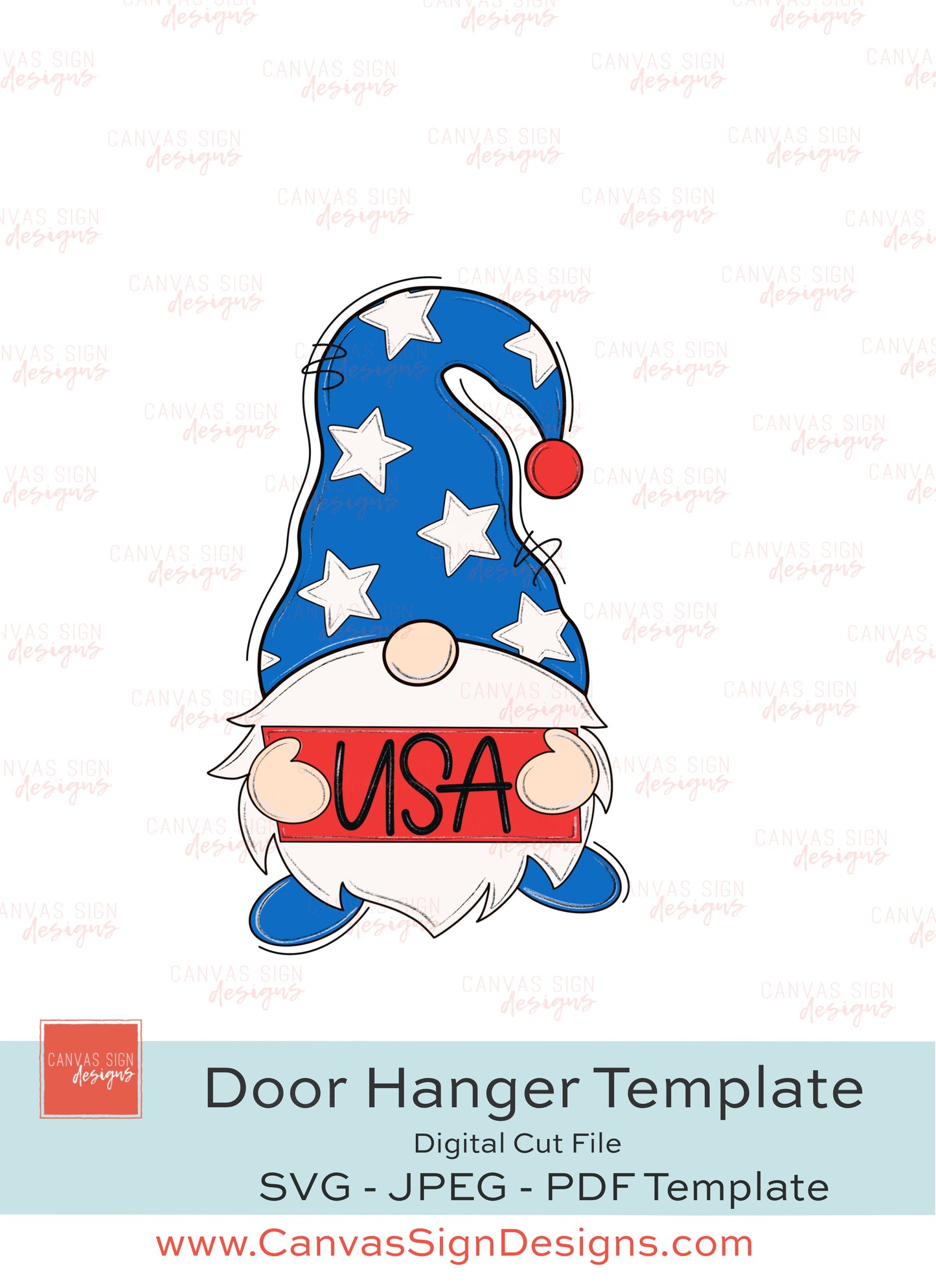 USA Gnome Door Hanger Template