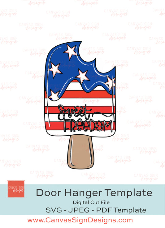 4th of July Popsicle Door Hanger Template