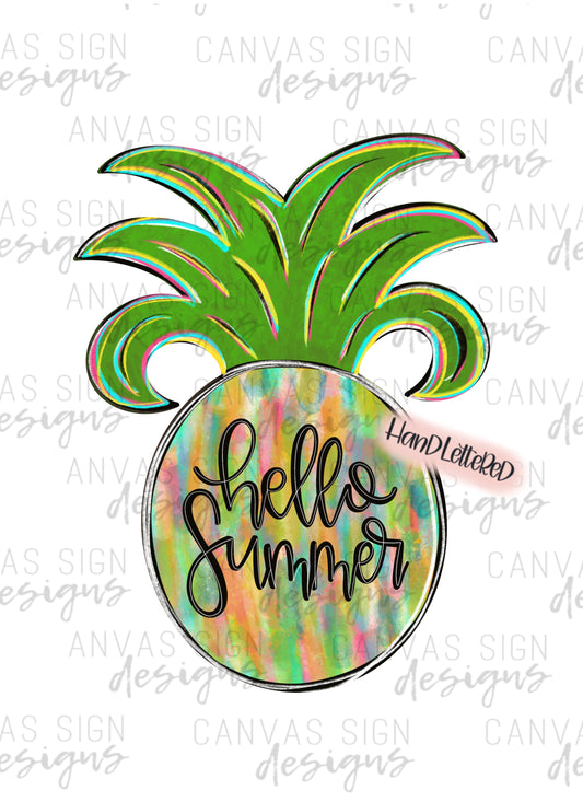 Hello Summer Pineapple Door Hanger Template