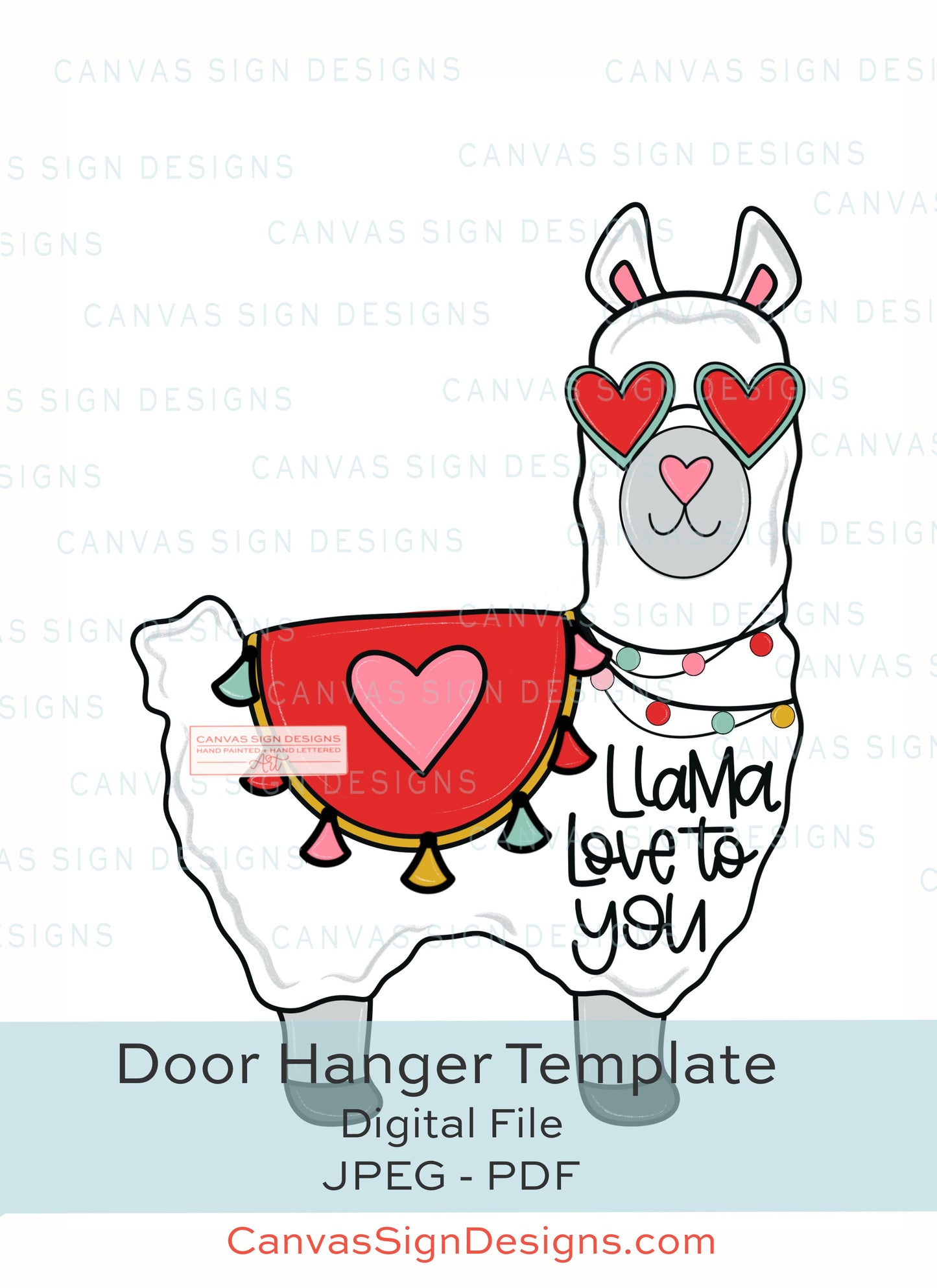 Llama Love Door Hanger Template