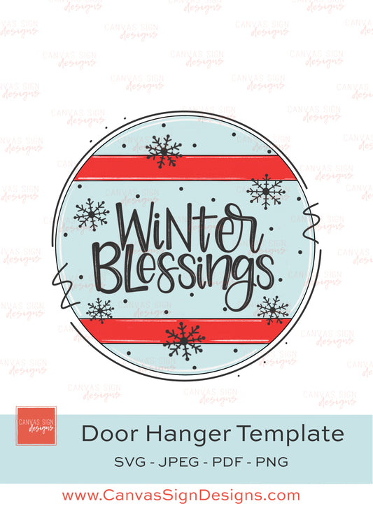 Round Winter Blessings Door Hanger Template