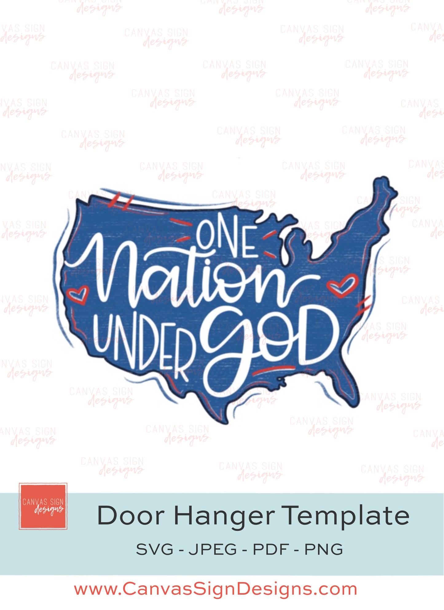 America One Nation Wooden Door Hanger Template